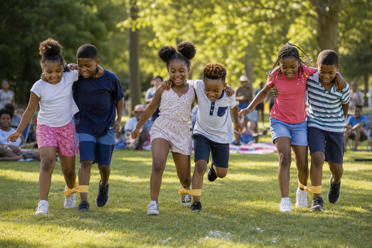 ThreeLegged Race with African American Children